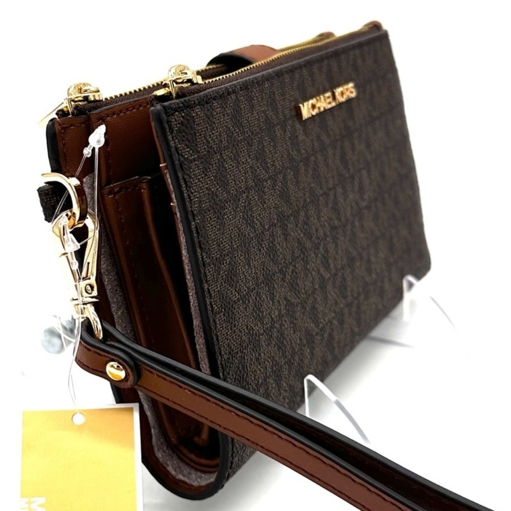 Michael Kors Large Double Zip Wallet Wristlet Brown - Picture 4 of 8